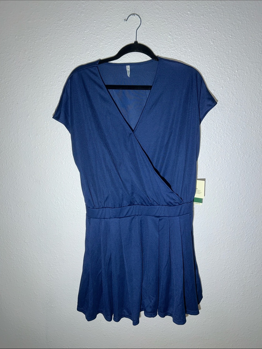 Halara V Neck Short Sleeve Pocket Waffle Casual Romper Sz XL